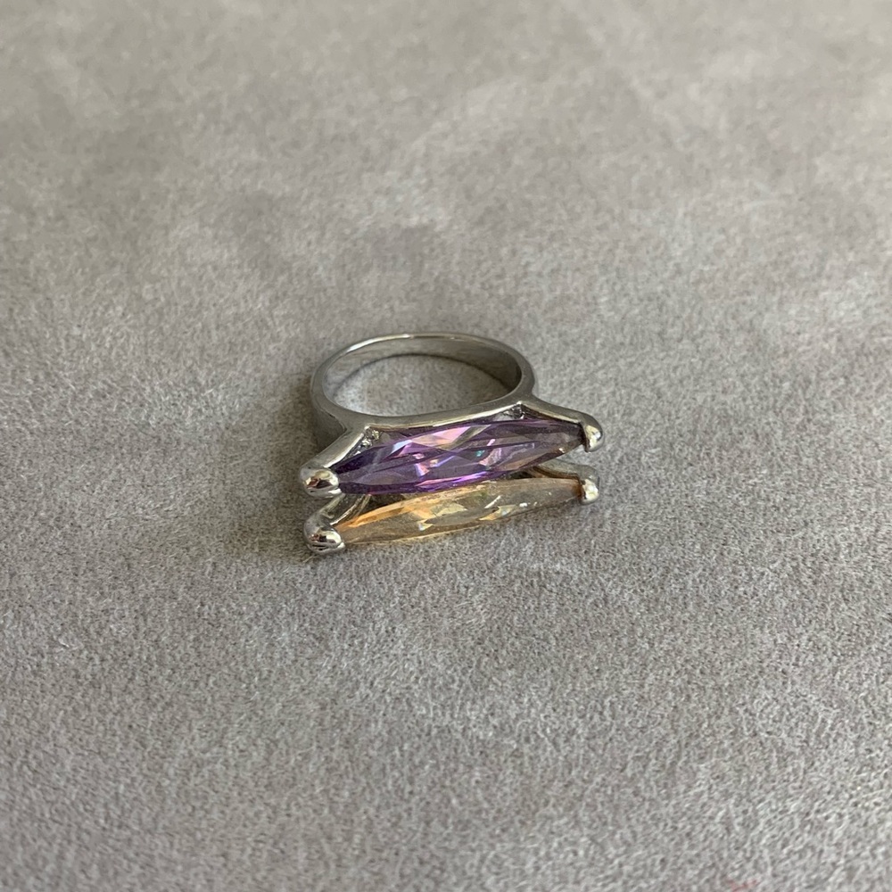 Purple and Yellow Crystal ring